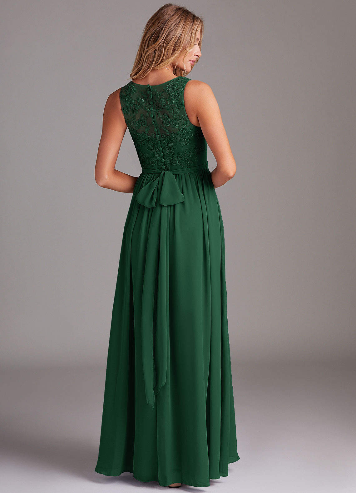Kingsley A-Line V-Neck Chiffon Bridesmaid Dress in Dark Green