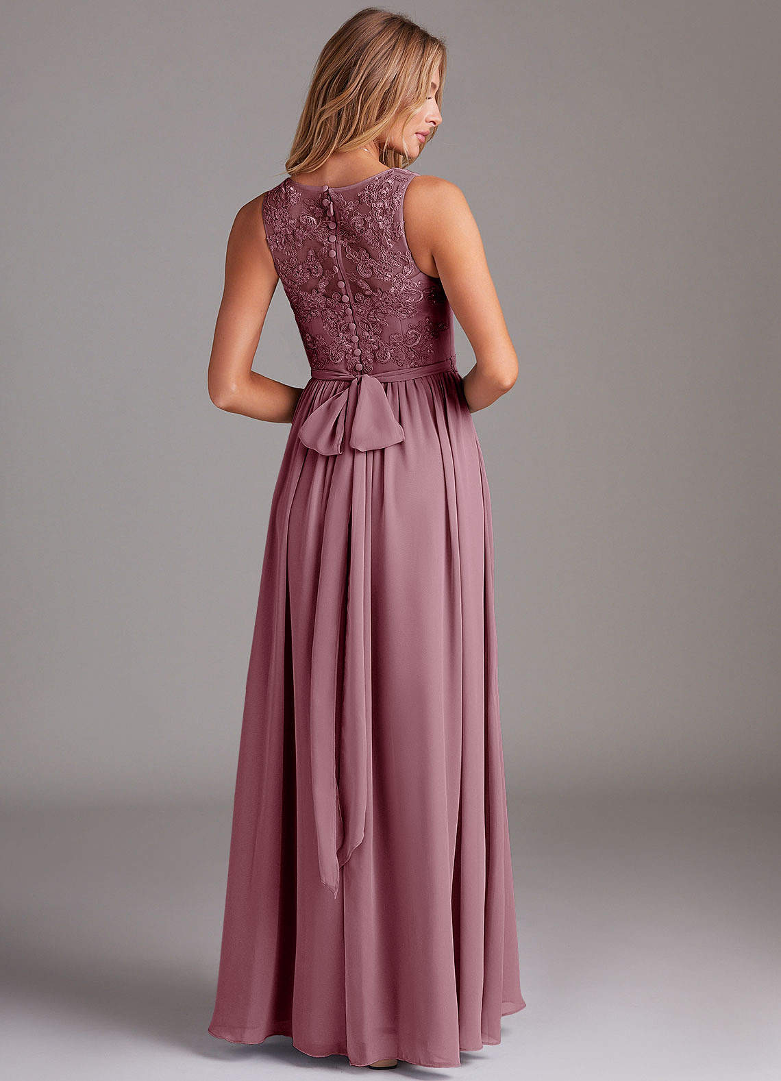 Kingsley A-Line V-Neck Chiffon Bridesmaid Dress in Vintage Mauve