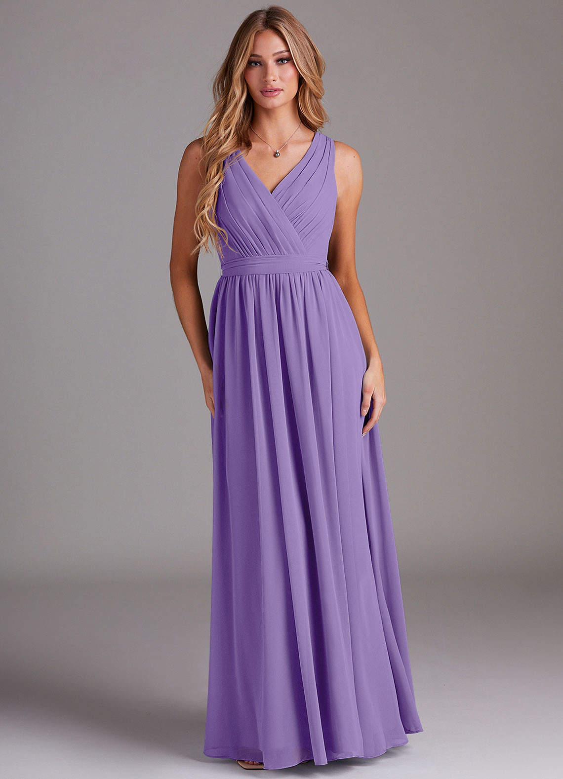 Kingsley A-Line V-Neck Chiffon Bridesmaid Dress in Tahiti