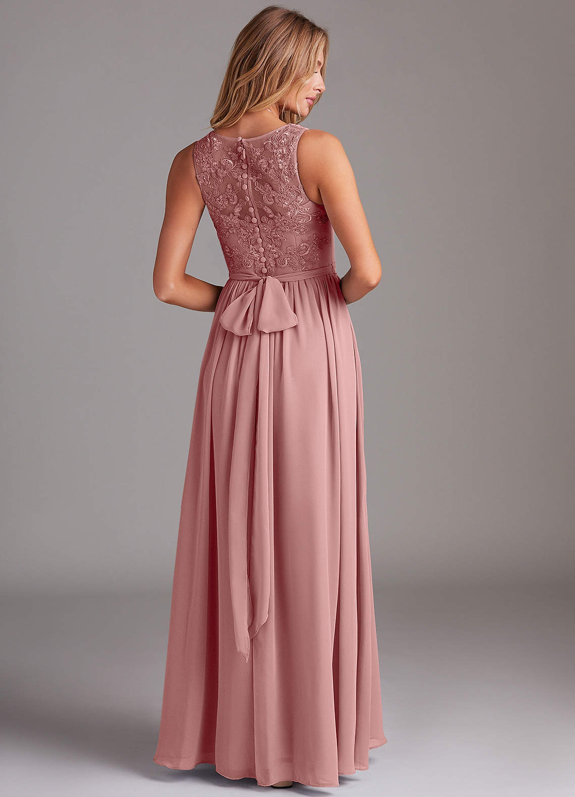 Kingsley A-Line V-Neck Chiffon Bridesmaid Dress in dusty rose
