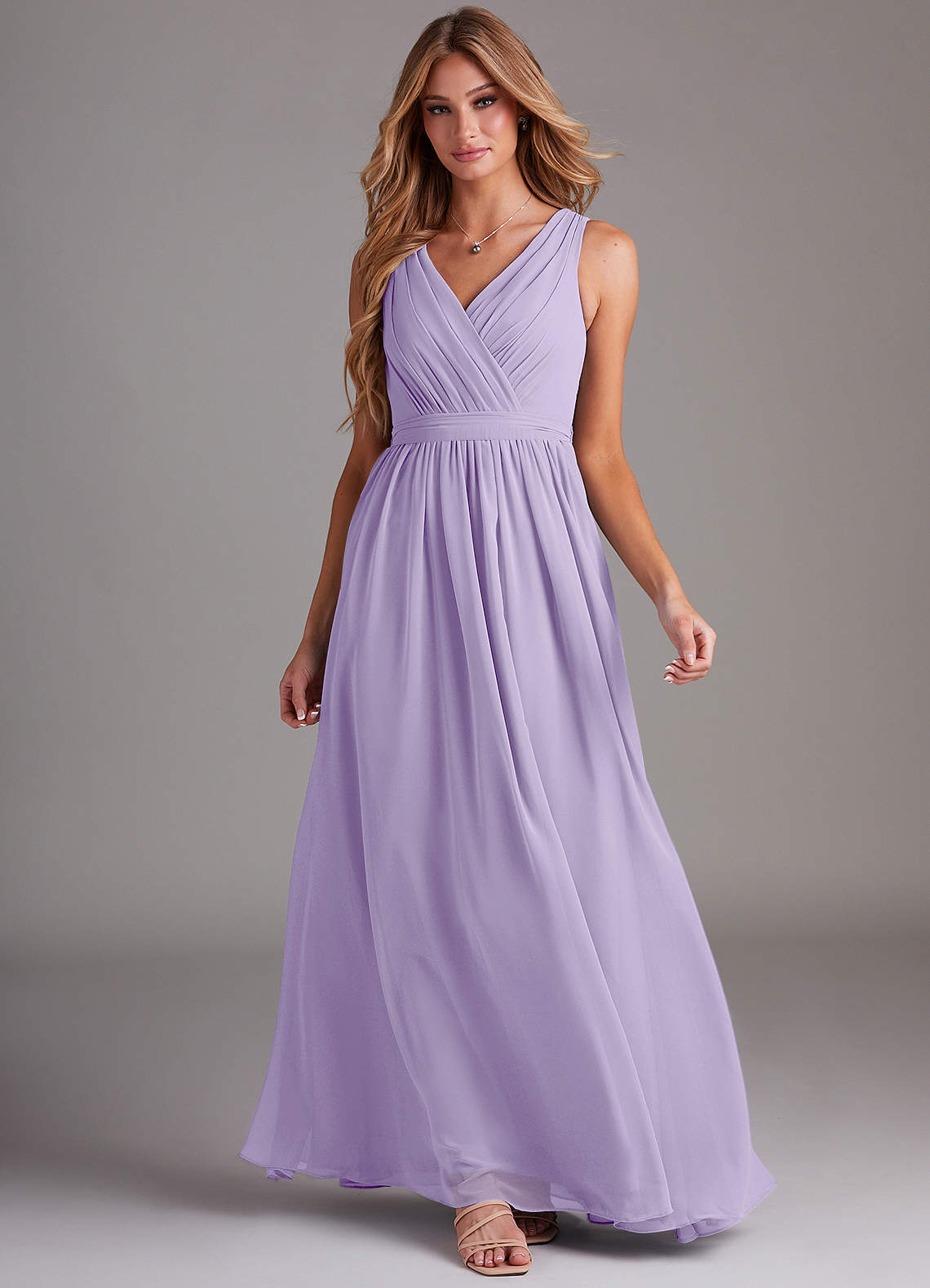 Kingsley A-Line V-Neck Chiffon Bridesmaid Dress in Lilac