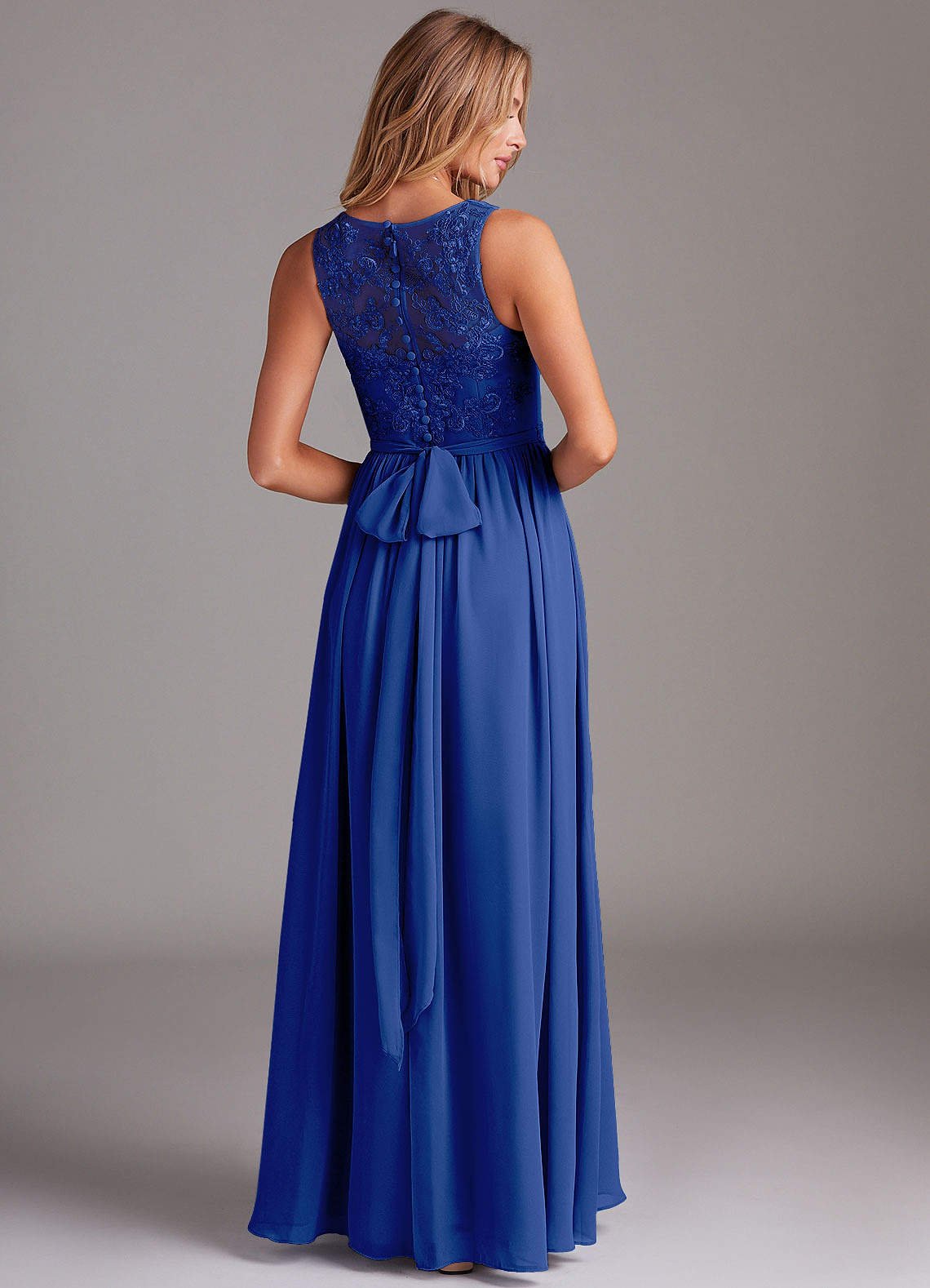 Kingsley A-Line V-Neck Chiffon Bridesmaid Dress in Royal Blue
