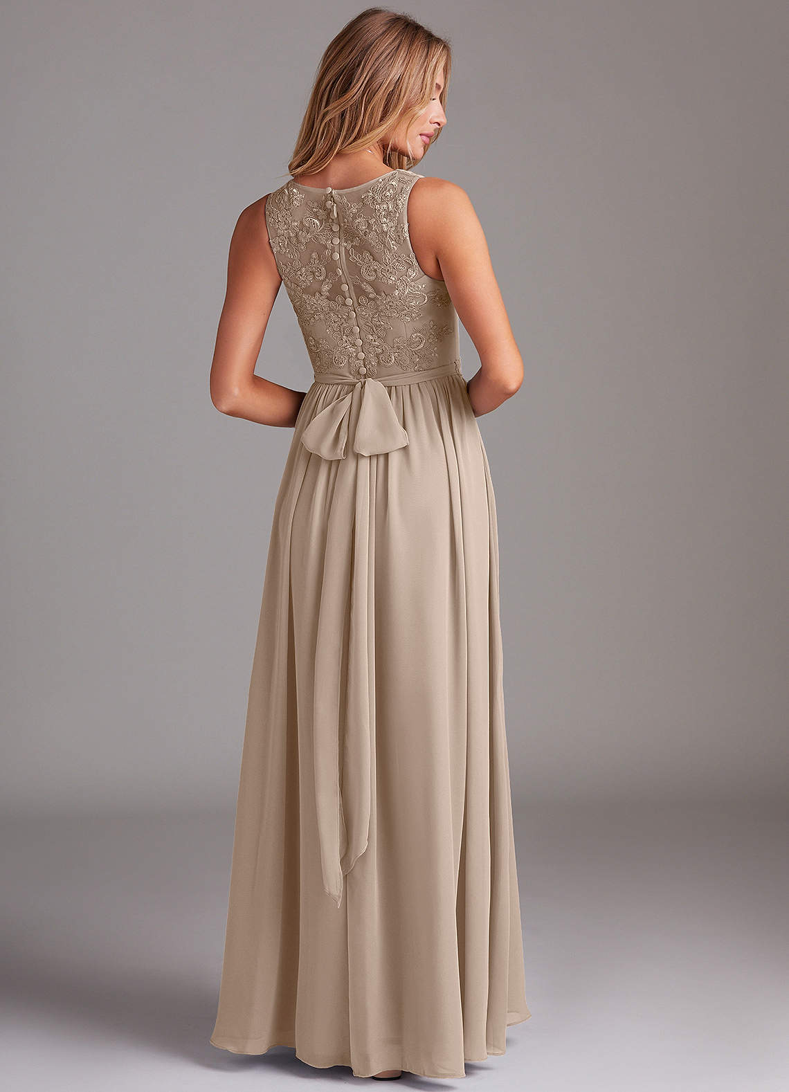 Kingsley A-Line V-Neck Chiffon Bridesmaid Dress in Taupe