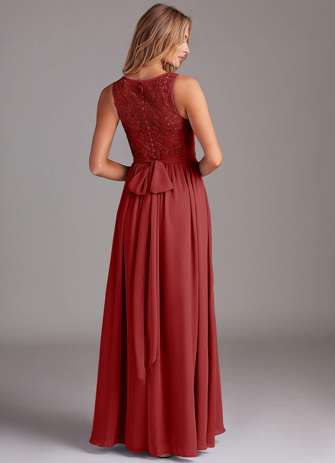 Kingsley A-Line V-Neck Chiffon Bridesmaid Dress in Rust
