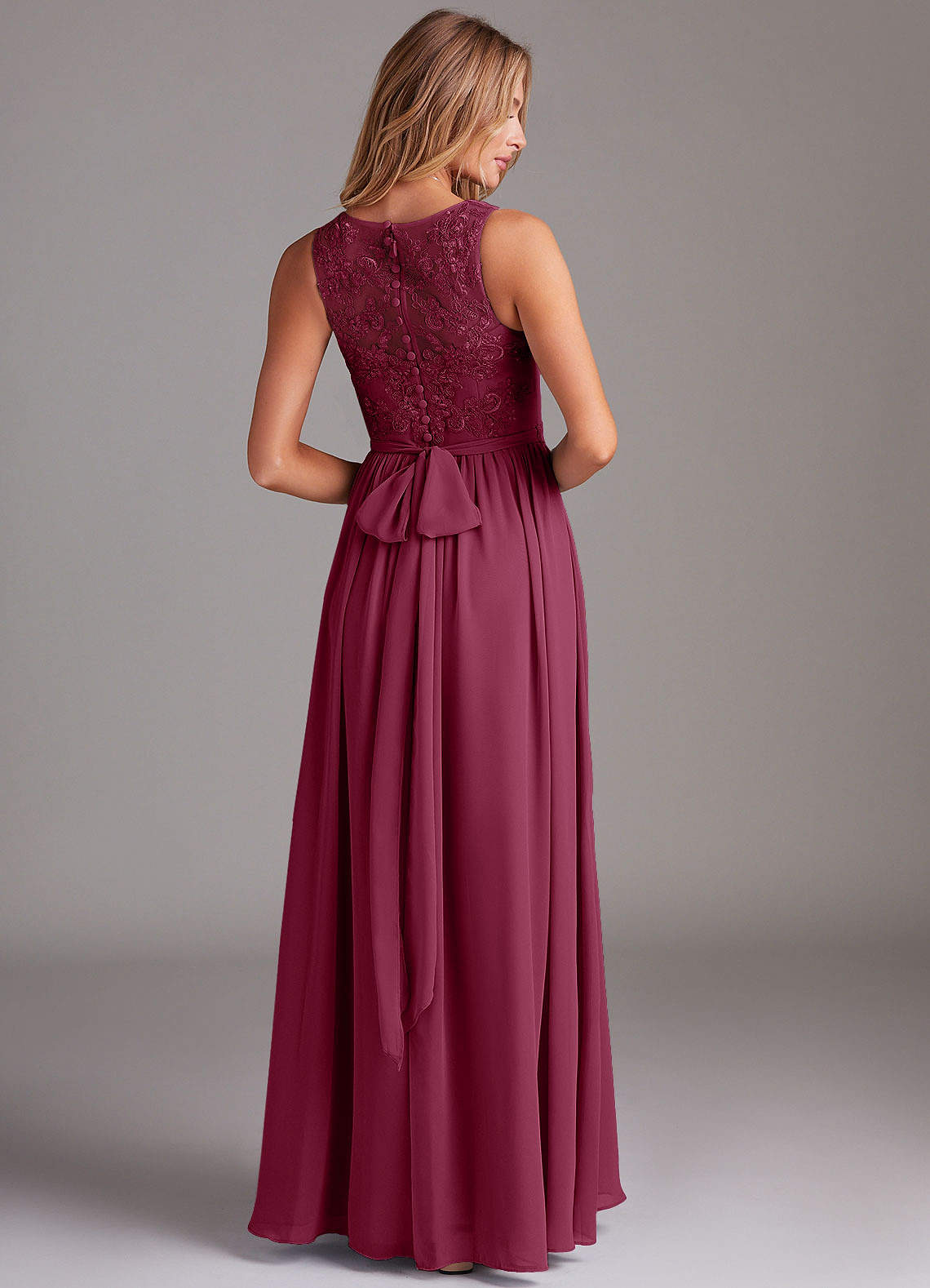 Kingsley A-Line V-Neck Chiffon Bridesmaid Dress in Mulberry