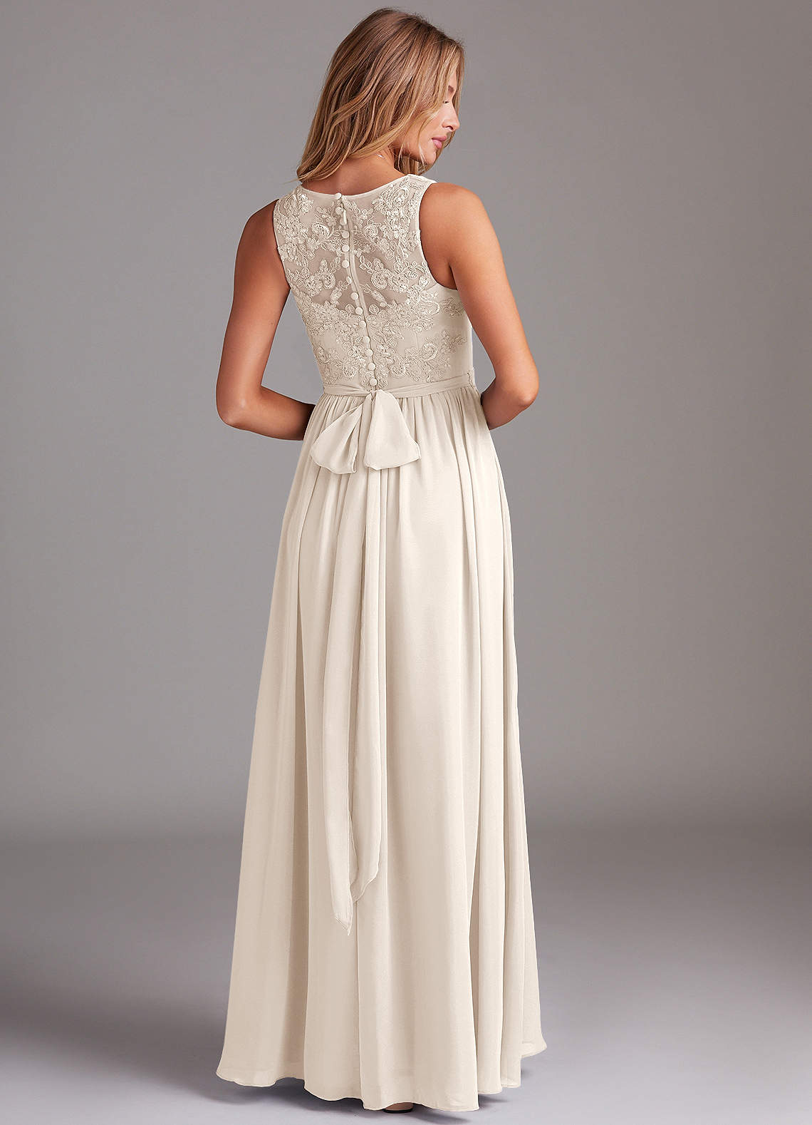Kingsley A-Line V-Neck Chiffon Bridesmaid Dress in White Alabaster
