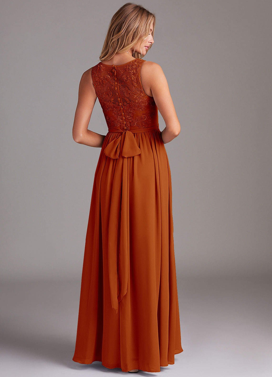 Kingsley A-Line V-Neck Chiffon Bridesmaid Dress in Paprika