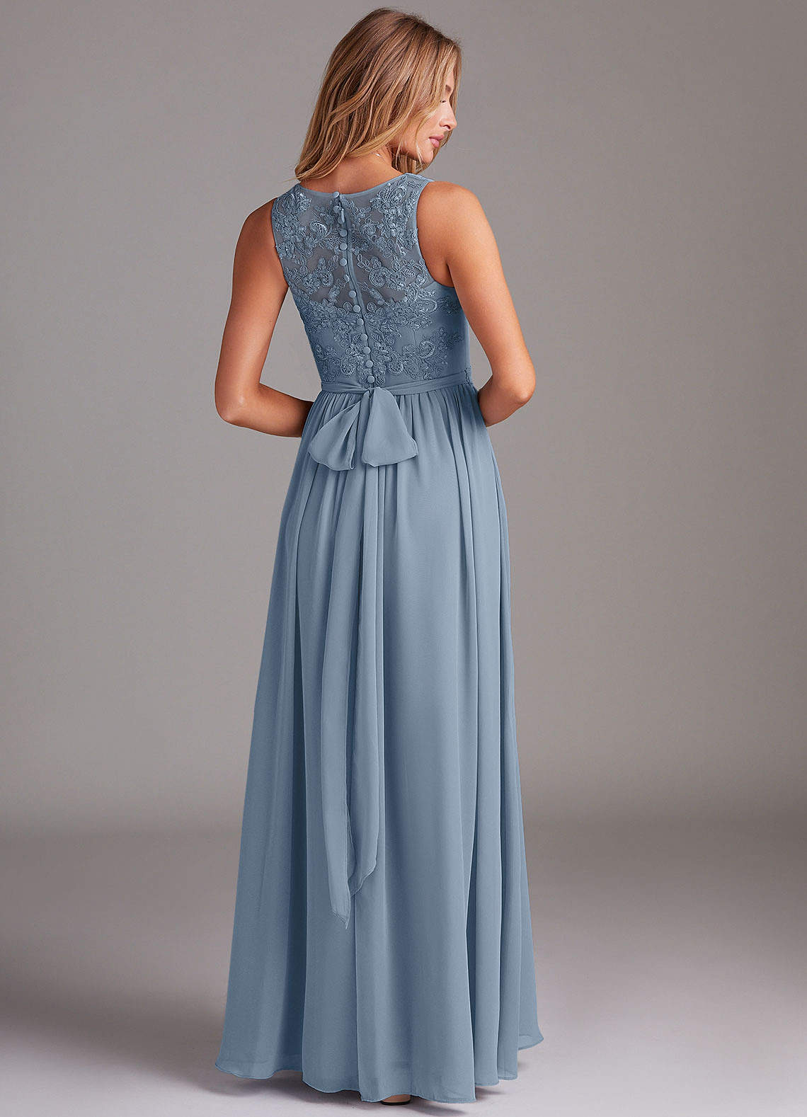 Kingsley A-Line V-Neck Chiffon Bridesmaid Dress in dusty blue