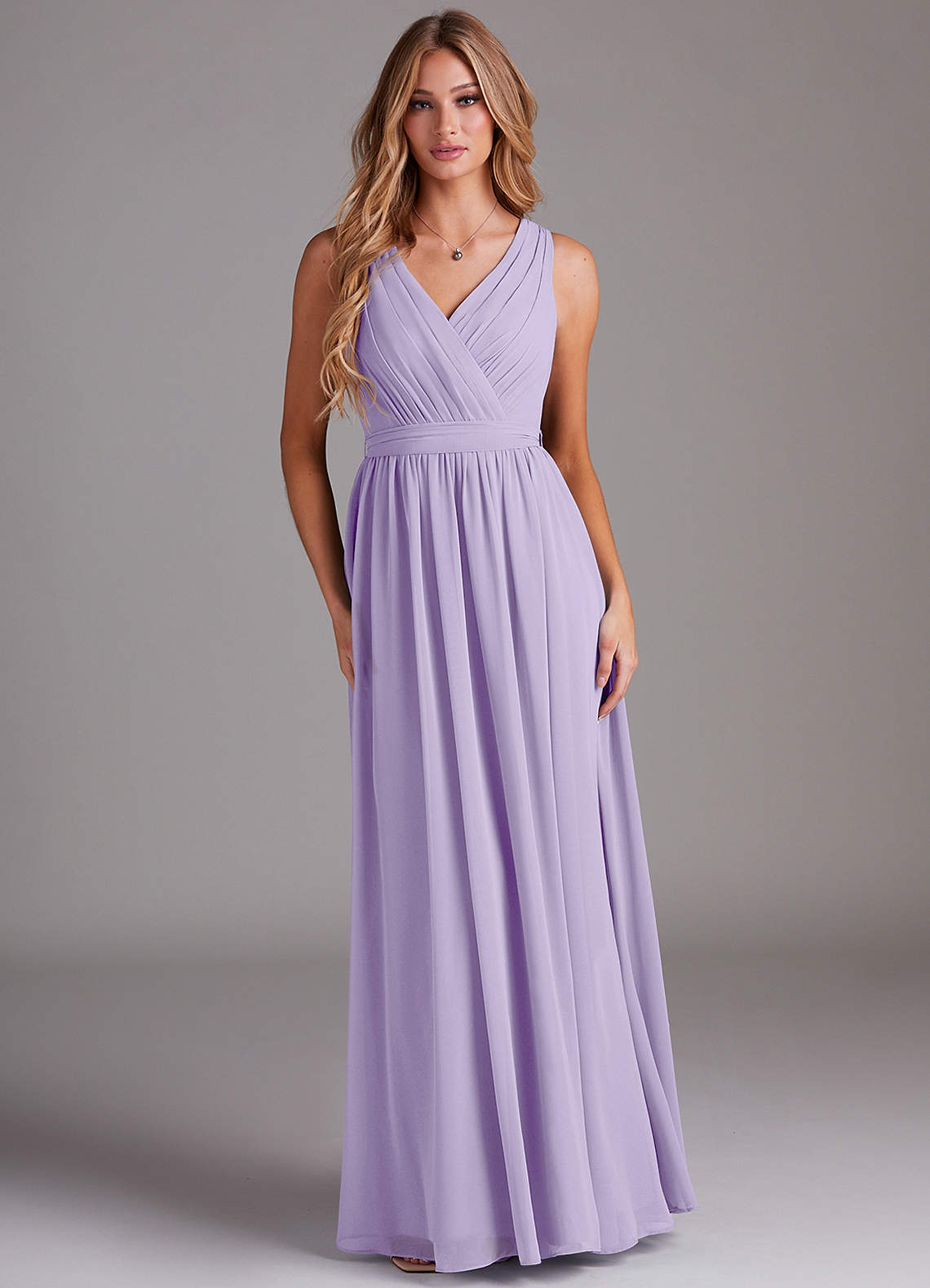 Kingsley A-Line V-Neck Chiffon Bridesmaid Dress in Lilac