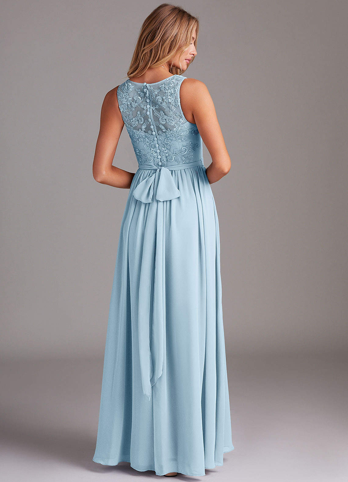 Kingsley A-Line V-Neck Chiffon Bridesmaid Dress in Sky Blue