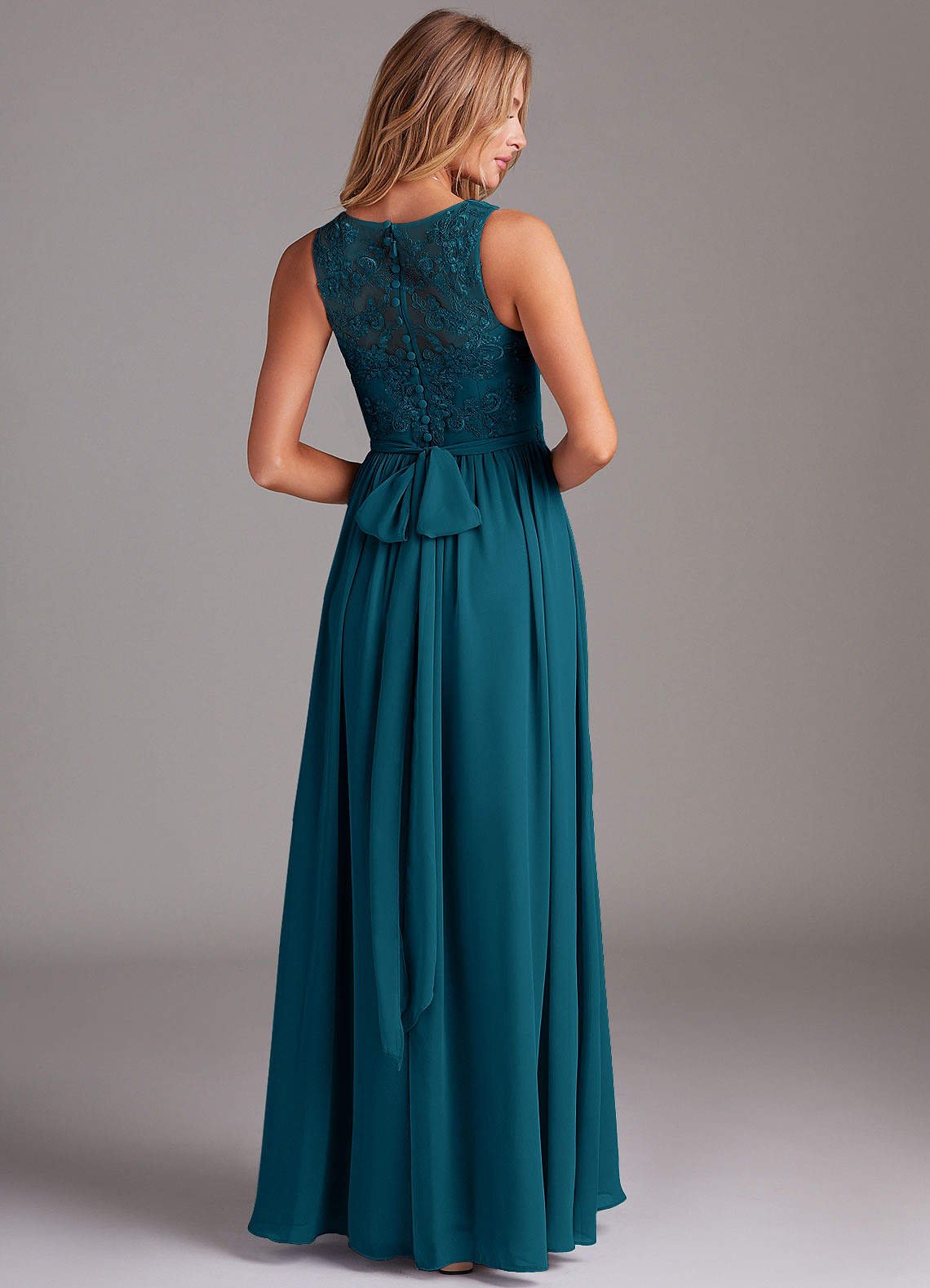 Kingsley A-Line V-Neck Chiffon Bridesmaid Dress in Ink Blue