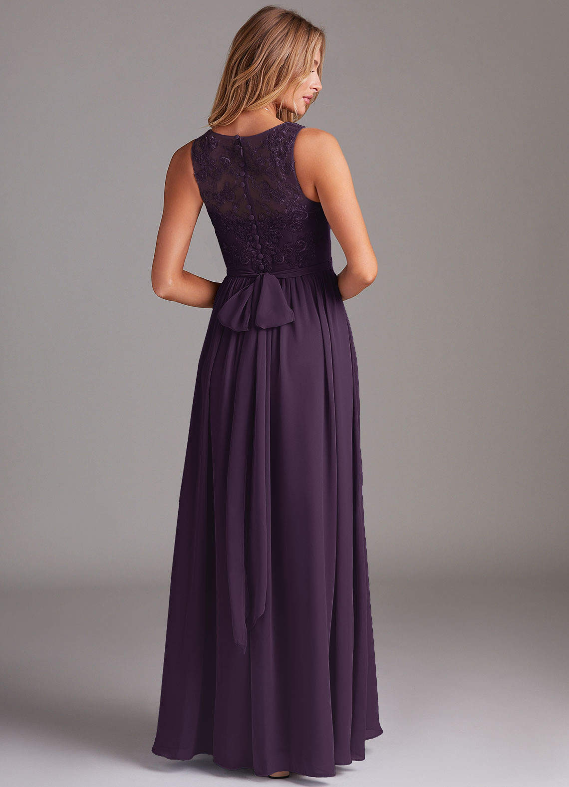 Kingsley A-Line V-Neck Chiffon Bridesmaid Dress in Plum