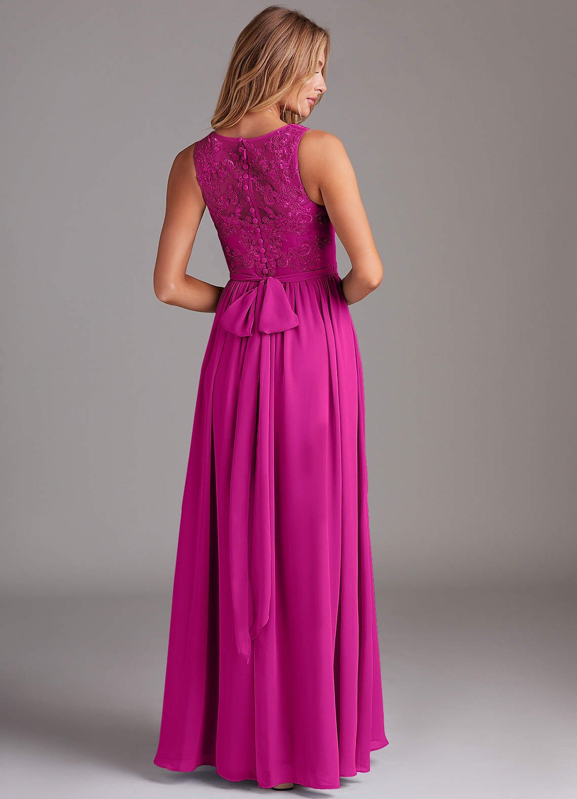 Kingsley A-Line V-Neck Chiffon Bridesmaid Dress in Fuchsia