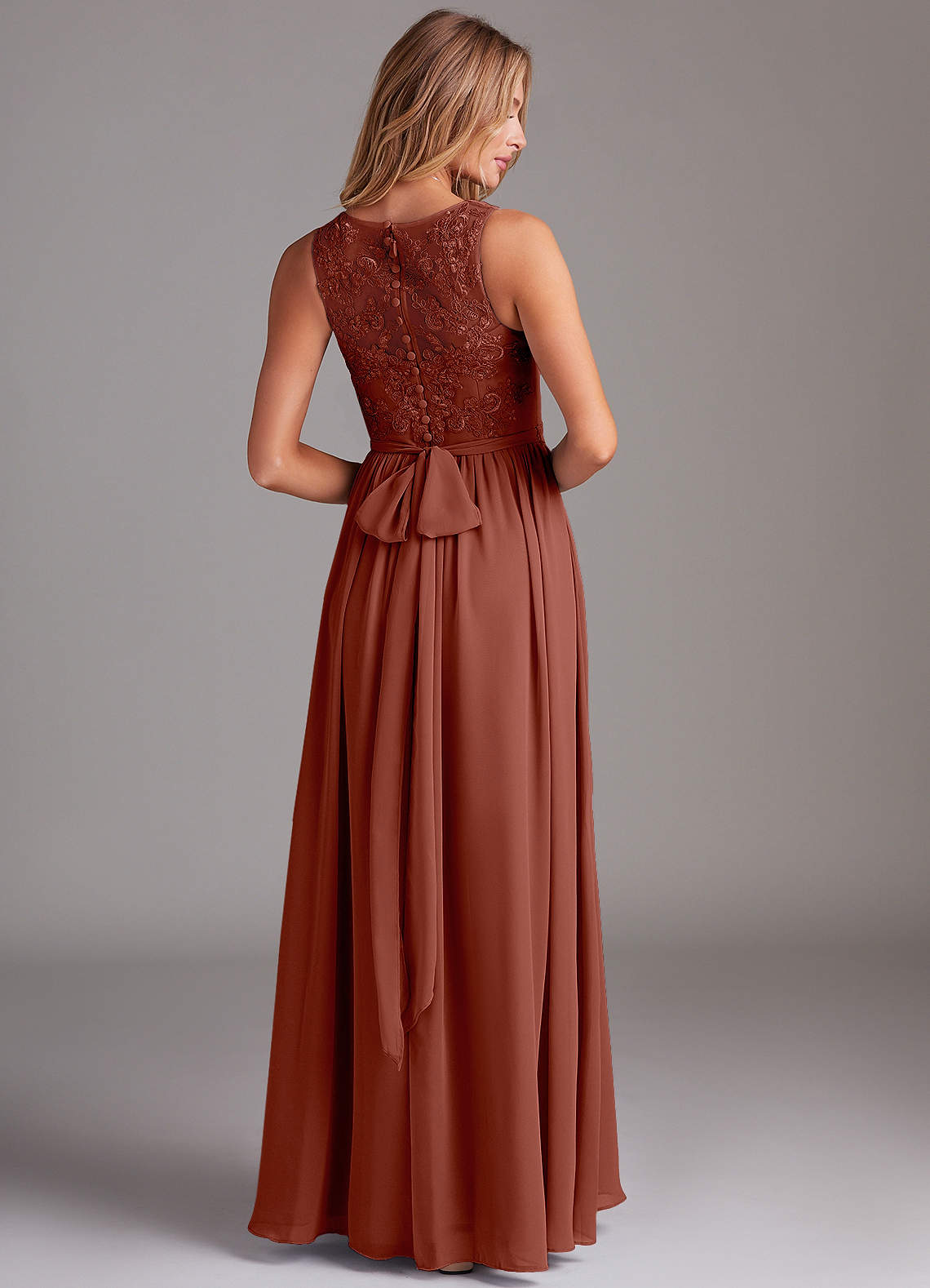 Kingsley A-Line V-Neck Chiffon Bridesmaid Dress in Auburn