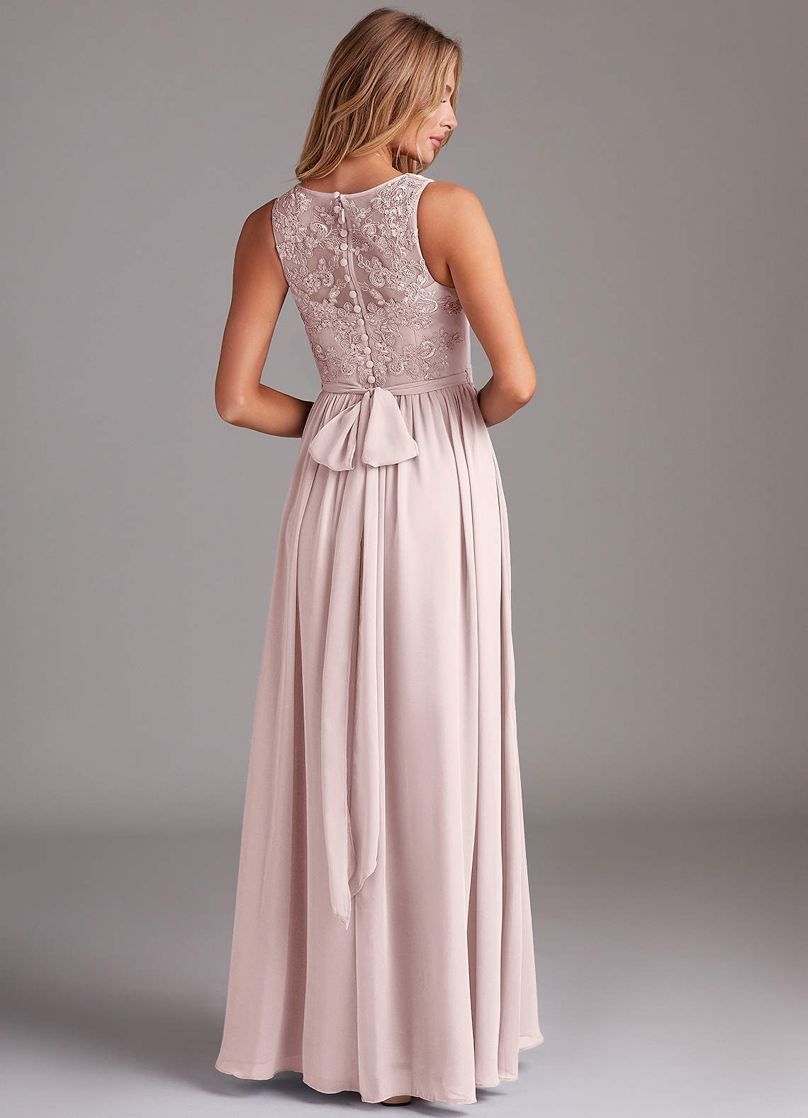 Kingsley A-Line V-Neck Chiffon Bridesmaid Dress in Blushing Pink