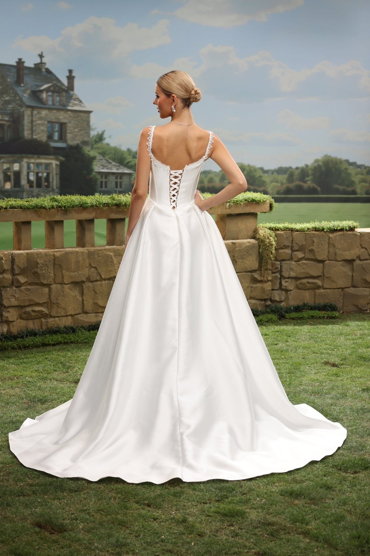 Kira white wedding dress back view 5