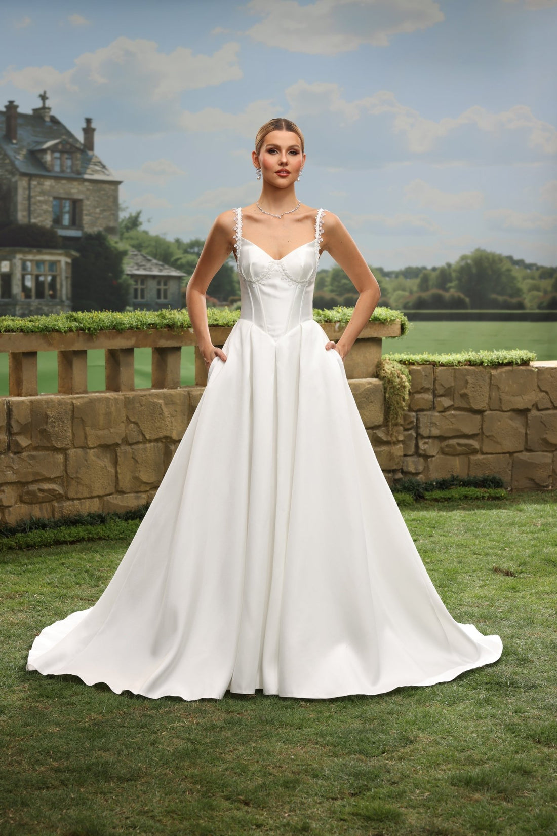 Kira white wedding dress front view 1