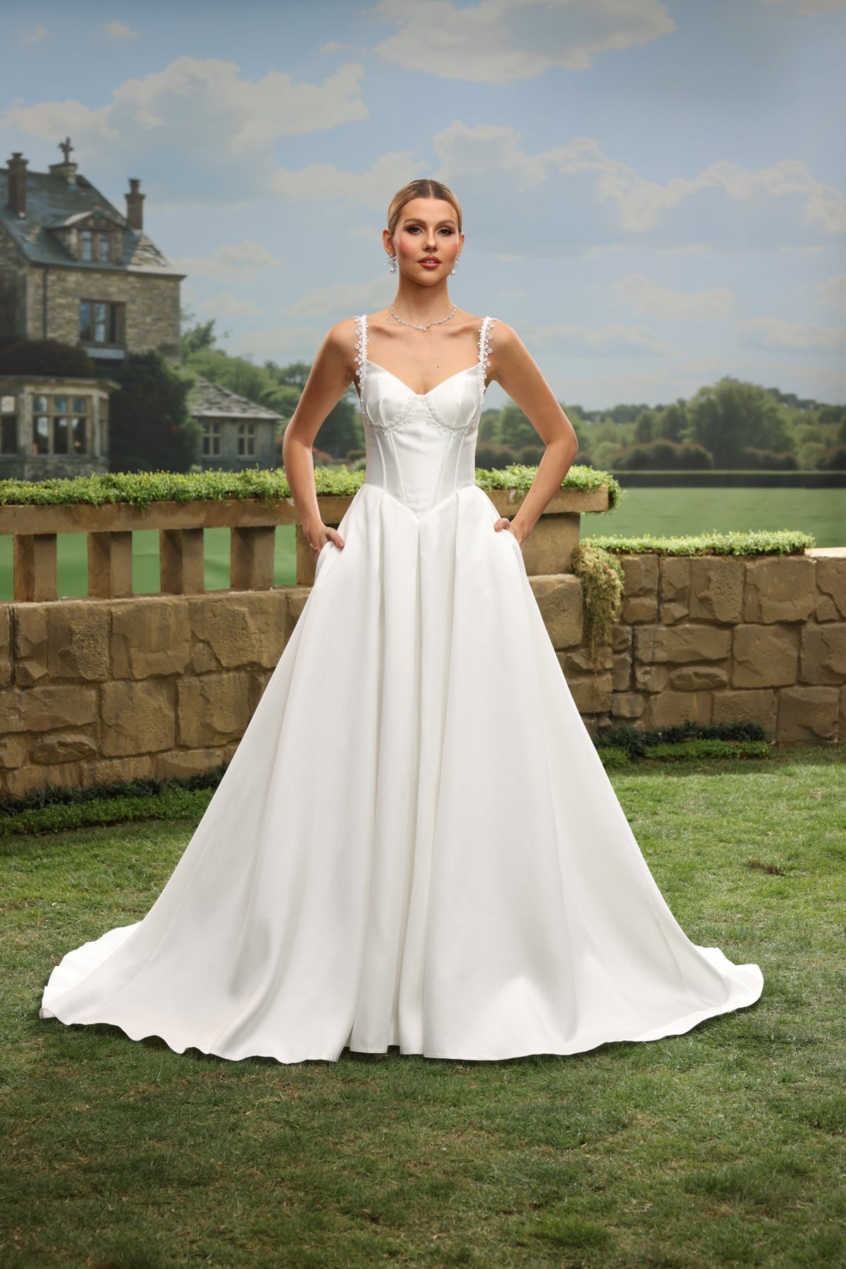 Kira white wedding dress front view 1