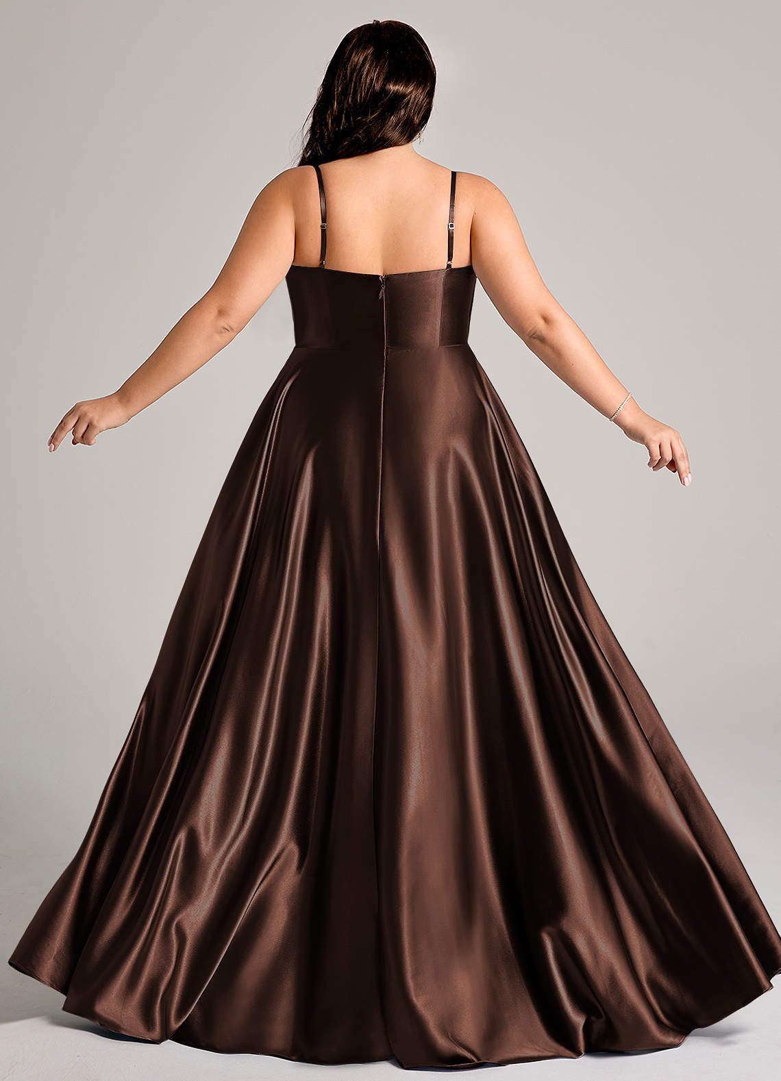 Elle A-Line Cowl-Neck Metallic Satin Bridesmaid Dress