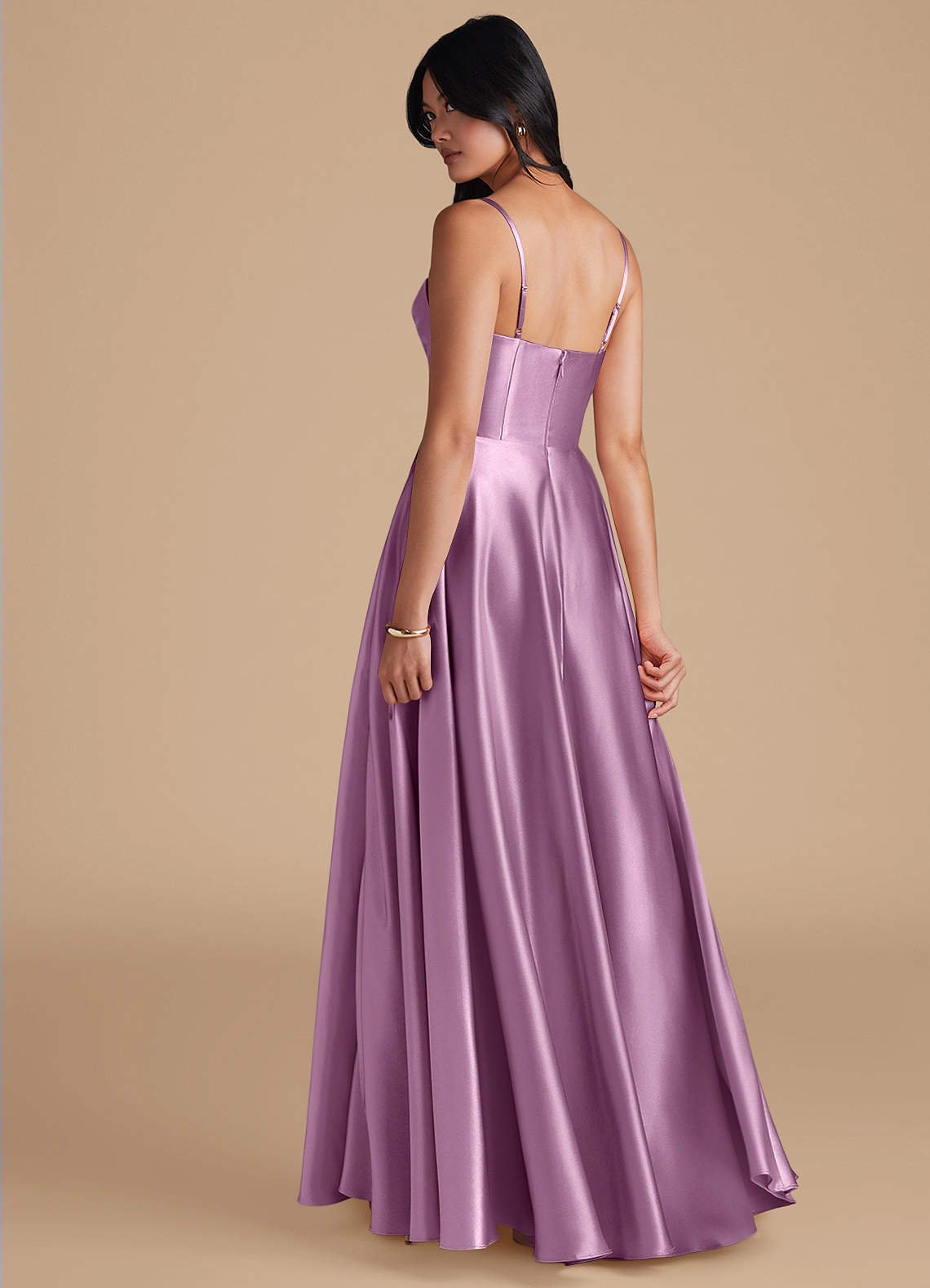 Elle A-Line Cowl-Neck Metallic Satin Bridesmaid Dress in Wisteria