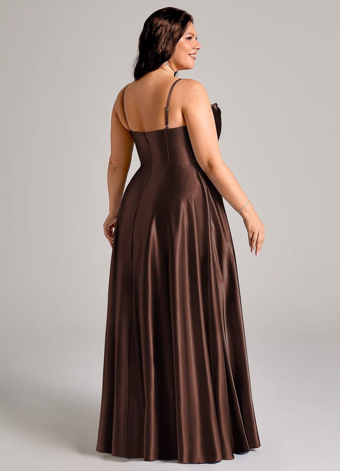 Elle A-Line Cowl-Neck Metallic Satin Bridesmaid Dress