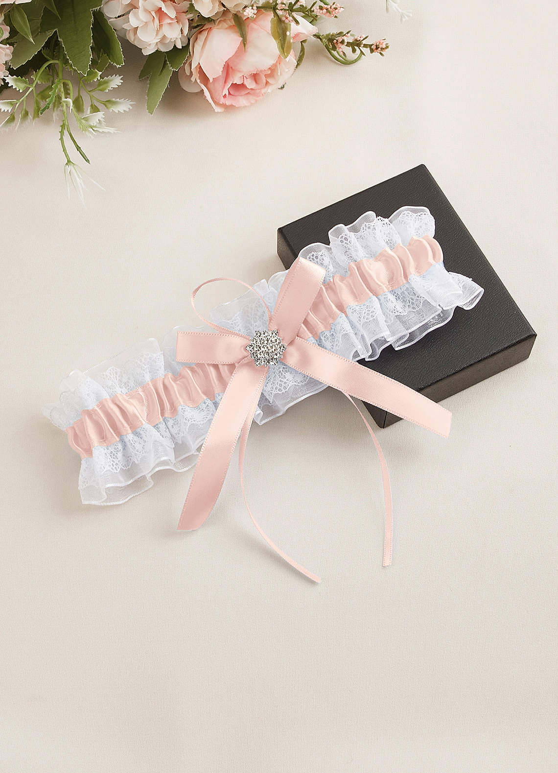 Lace Rhinestone Wedding Garter — Dusty Rose — 图 35/40