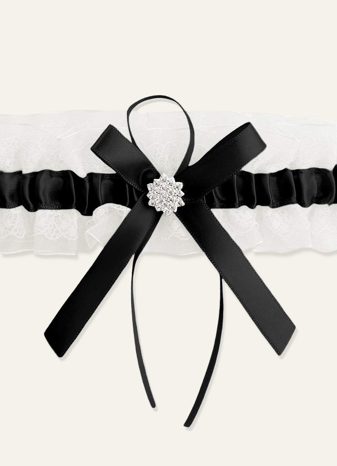 Lace Rhinestone Wedding Garter — black — 图 10/40