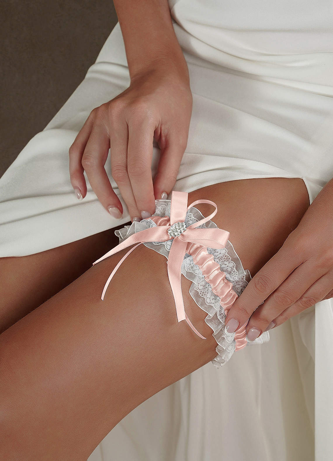 Lace Rhinestone Wedding Garter — Dusty Rose — 图 15/40