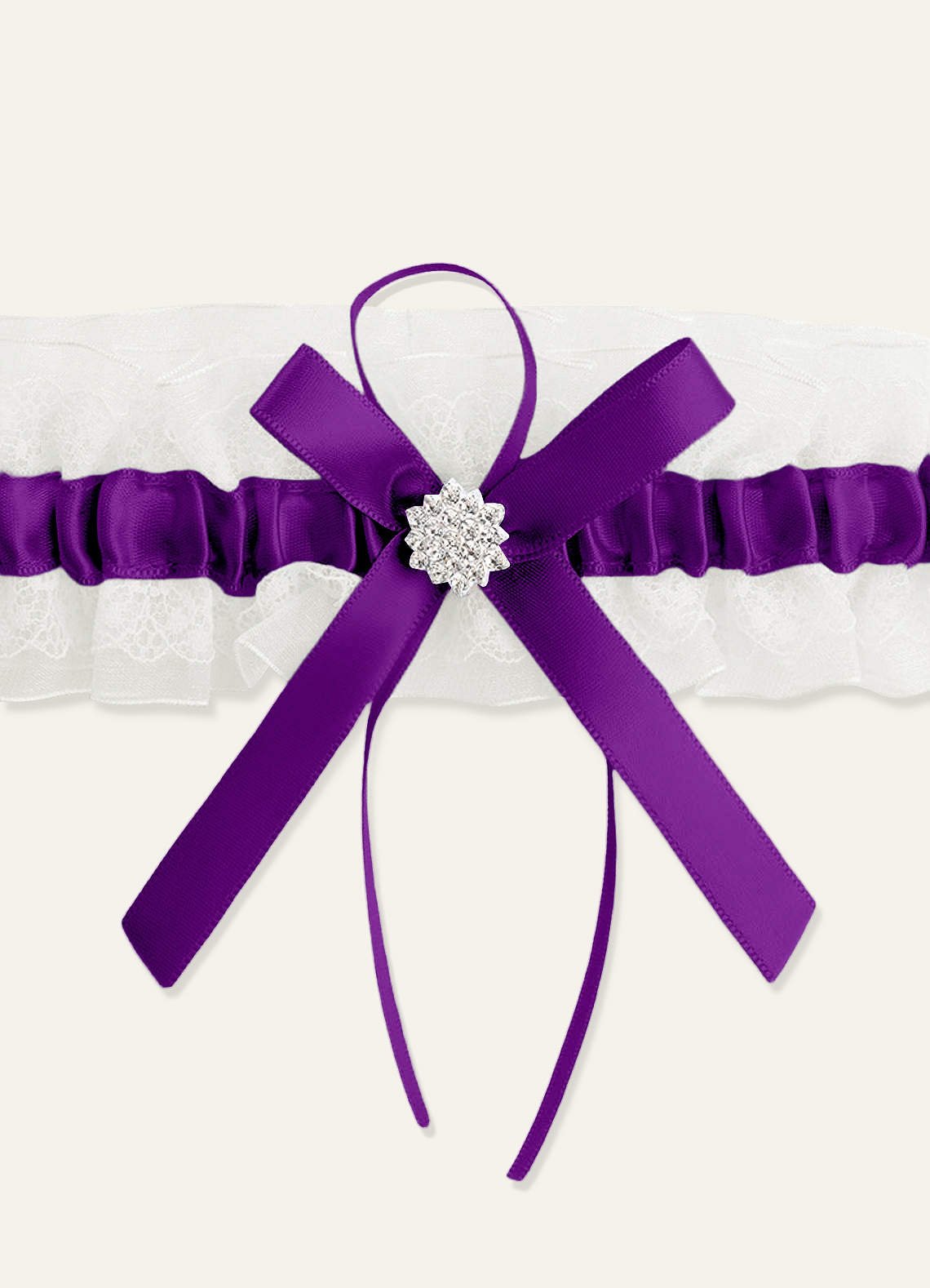 Lace Rhinestone Wedding Garter — Purple — 图 7/40