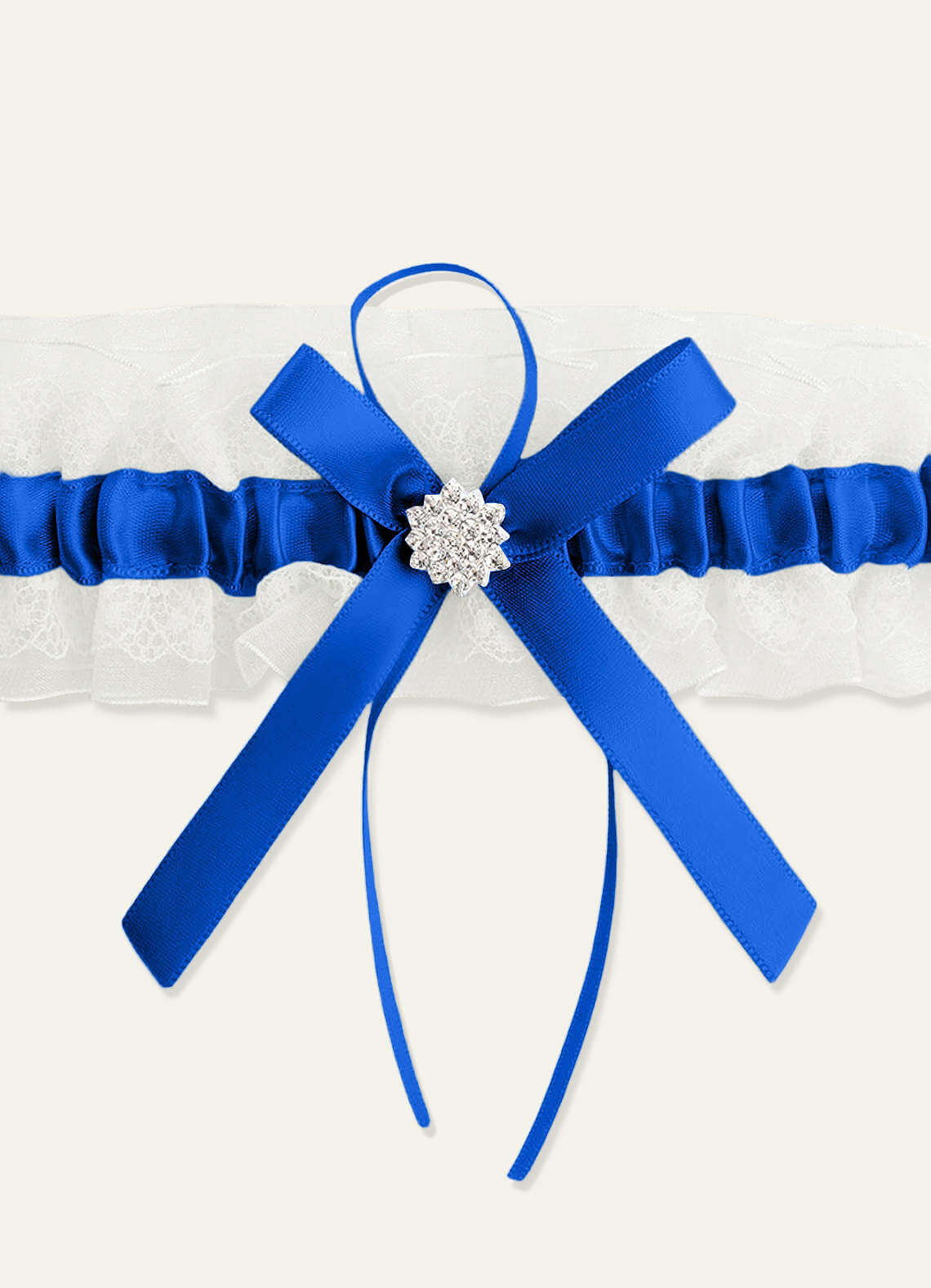 Lace Rhinestone Wedding Garter — Royal Blue — 图 3/40
