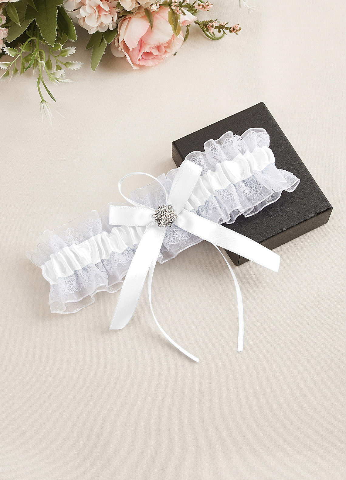 Lace Rhinestone Wedding Garter — white — 图 38/40