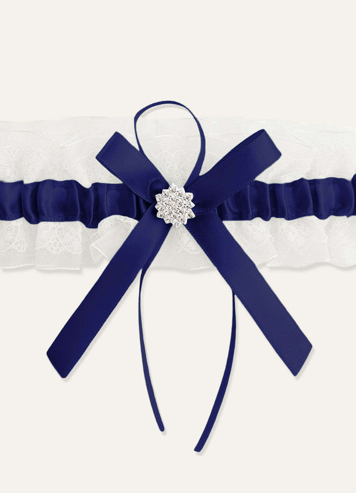 Lace Rhinestone Wedding Garter — Navy — 图 4/40