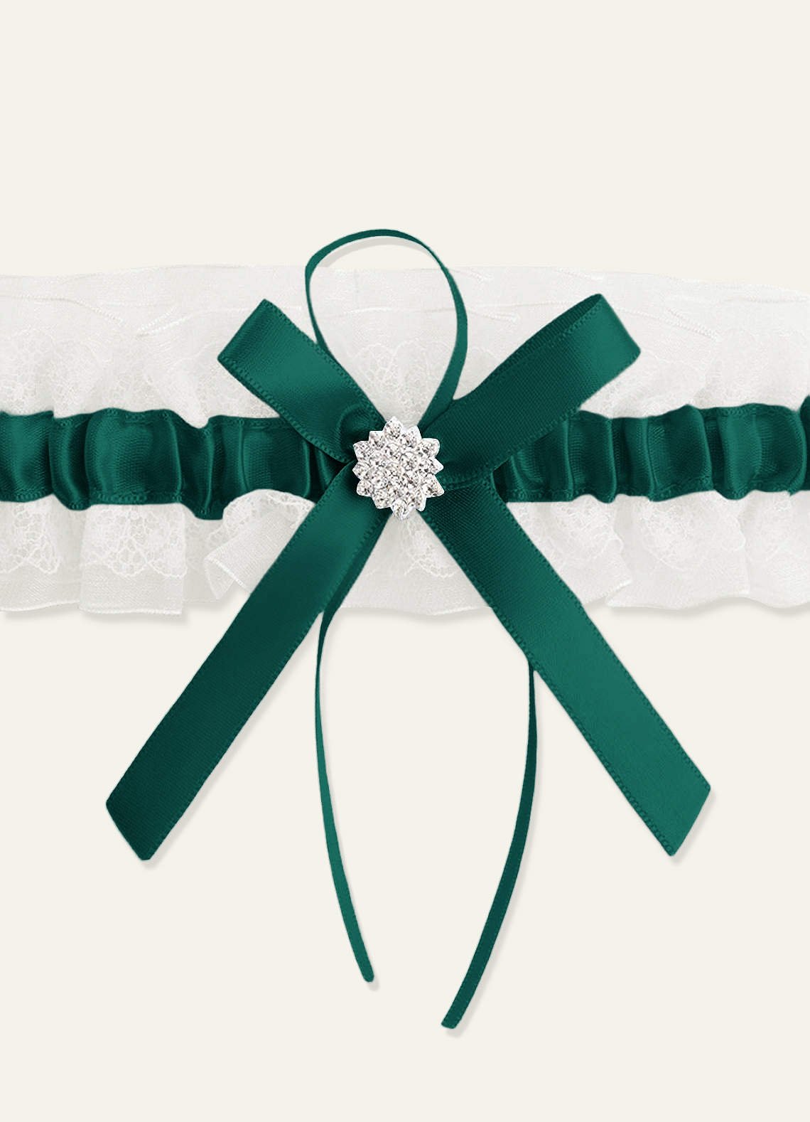 Lace Rhinestone Wedding Garter — Green — 图 1/40