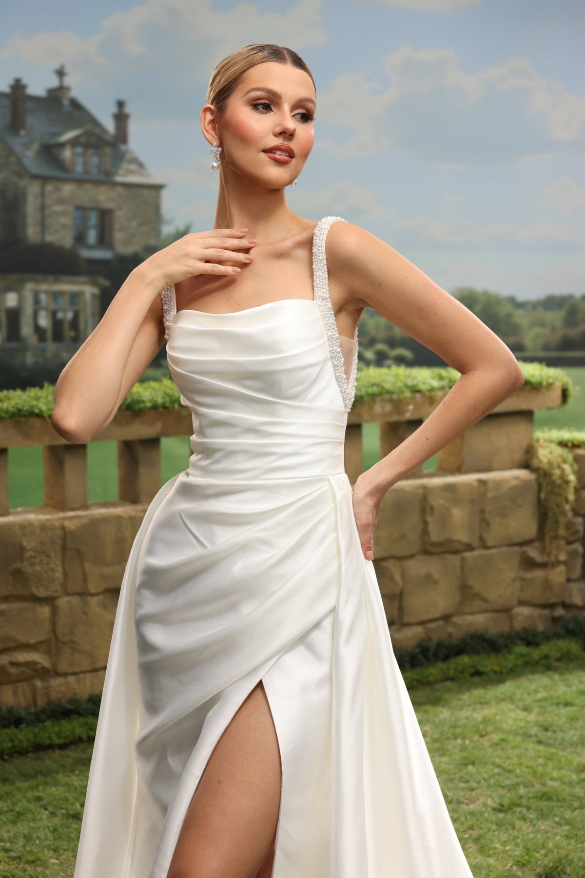 Dova white wedding dress detail view 7