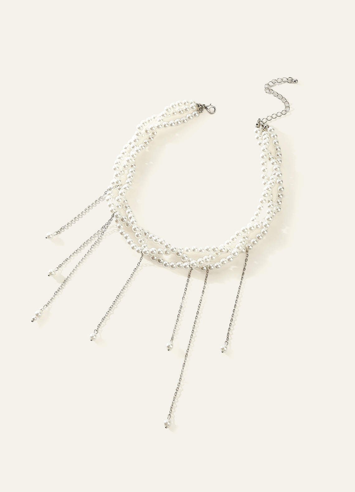 Layered Pearl Twist Necklace — Ivory — 图 2/3