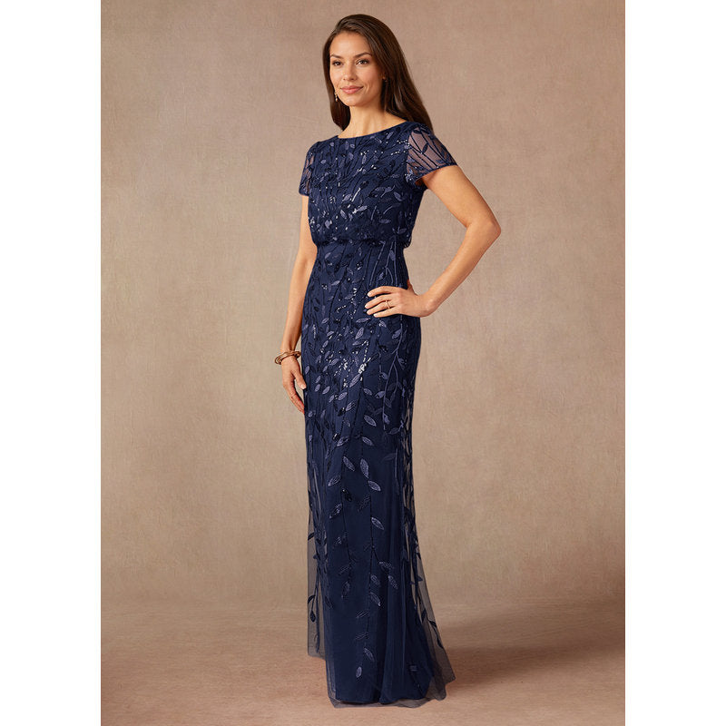 Lehi A-Line Boat-Neck Sequined Tulle Mother of the Bride Dress in Dark Navy - photo 5