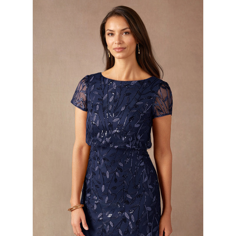 Lehi A-Line Boat-Neck Sequined Tulle Mother of the Bride Dress in Dark Navy - photo 6