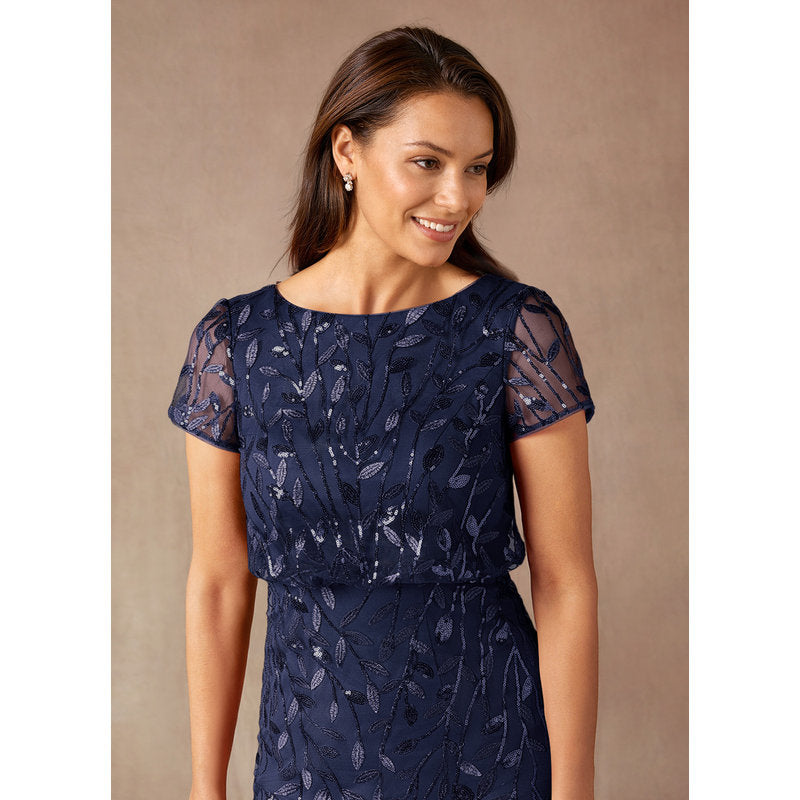Lehi A-Line Boat-Neck Sequined Tulle Mother of the Bride Dress in Dark Navy - photo 7