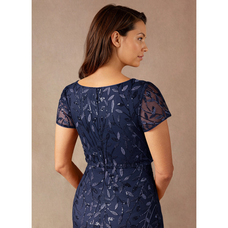 Lehi A-Line Boat-Neck Sequined Tulle Mother of the Bride Dress in Dark Navy - photo 8
