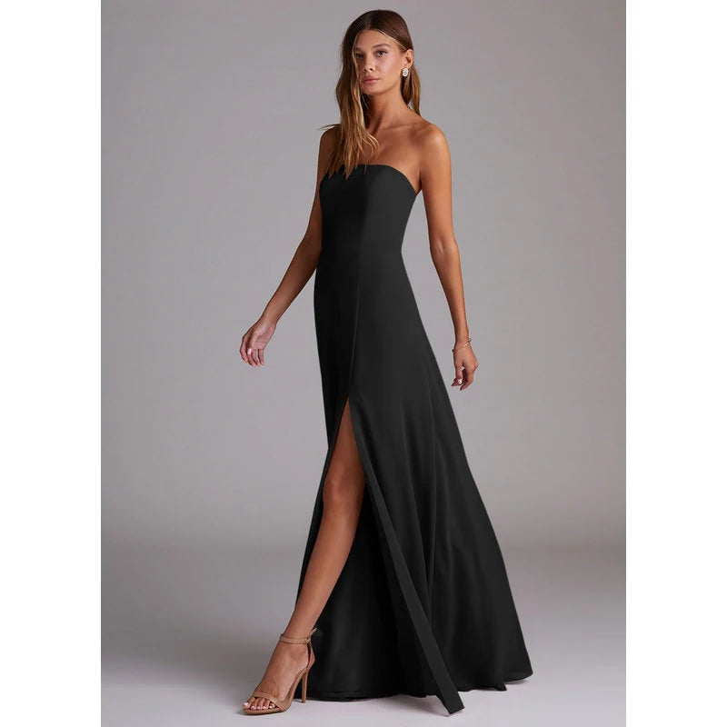 Wren A-Line Straight-Neck Chiffon Bridesmaid Dress in black - additional view 7