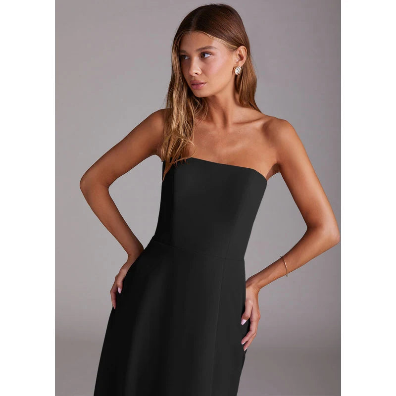 Wren A-Line Straight-Neck Chiffon Bridesmaid Dress in black - additional view 8