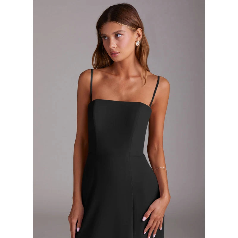 Wren A-Line Straight-Neck Chiffon Bridesmaid Dress in black - additional view 9