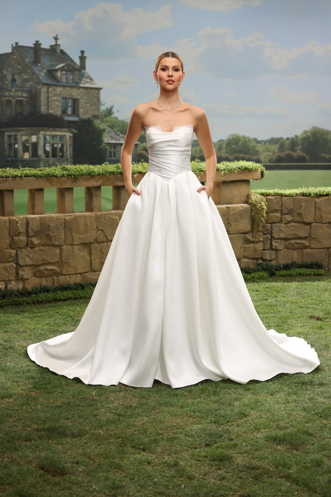 Lena white wedding dress front view 1
