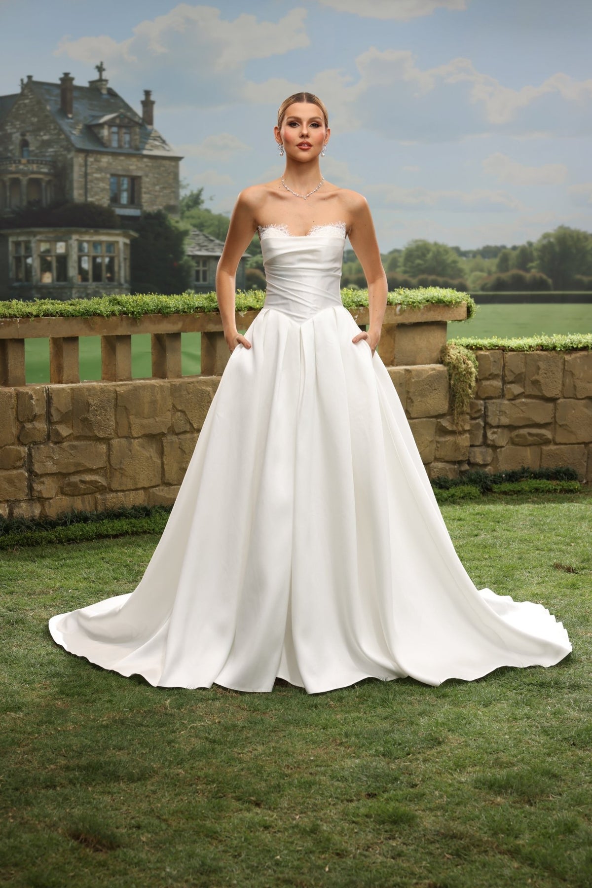 Lena white wedding dress front view 1