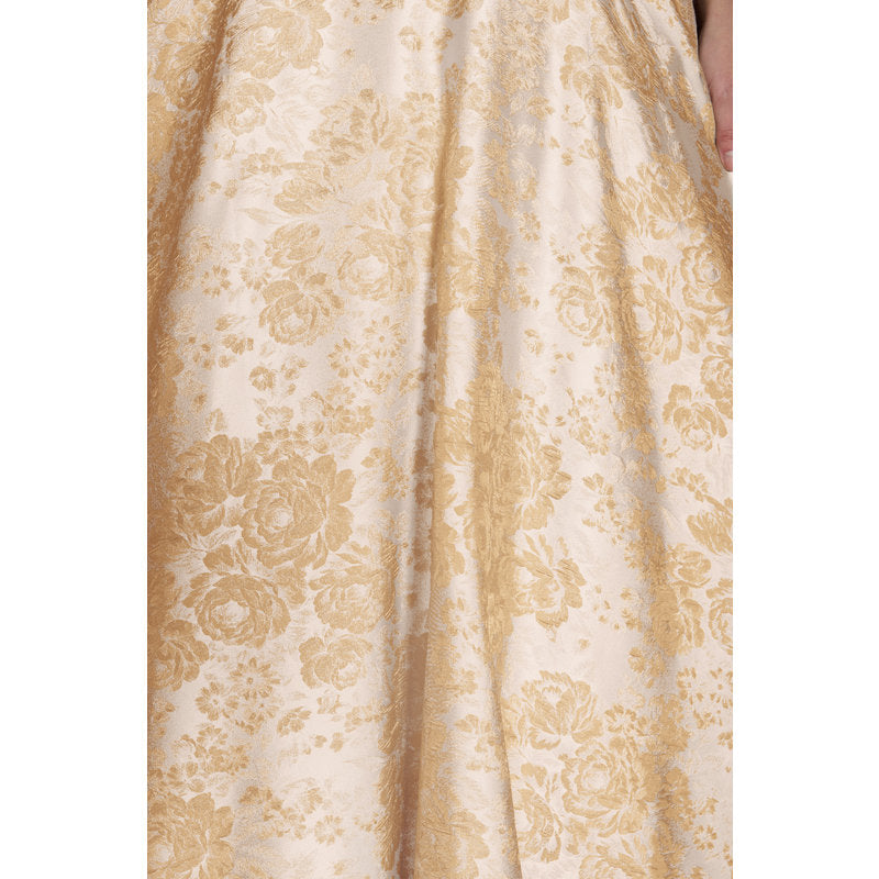 Lilla A-Line Pleated Jacquard Taffeta Evening Dress in Vintage Champagne - photo 6