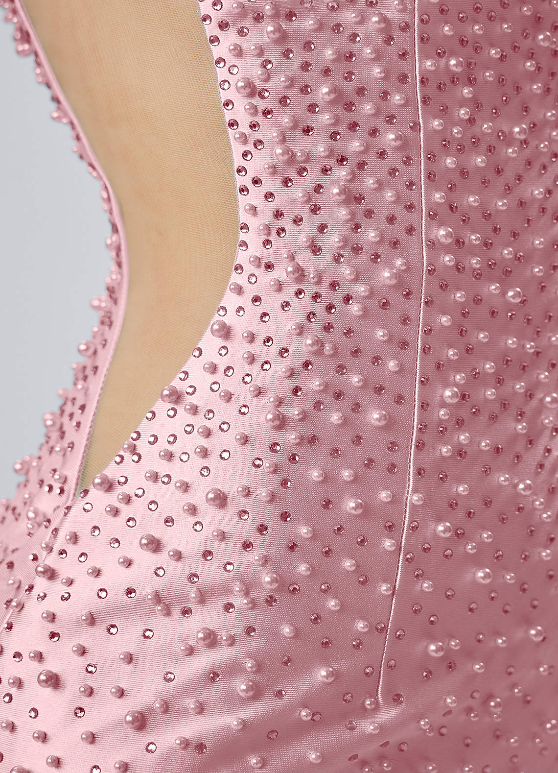 Lowillen Bodycon Mini V-Neck Stretch Satin Prom Dress in Powder Pink