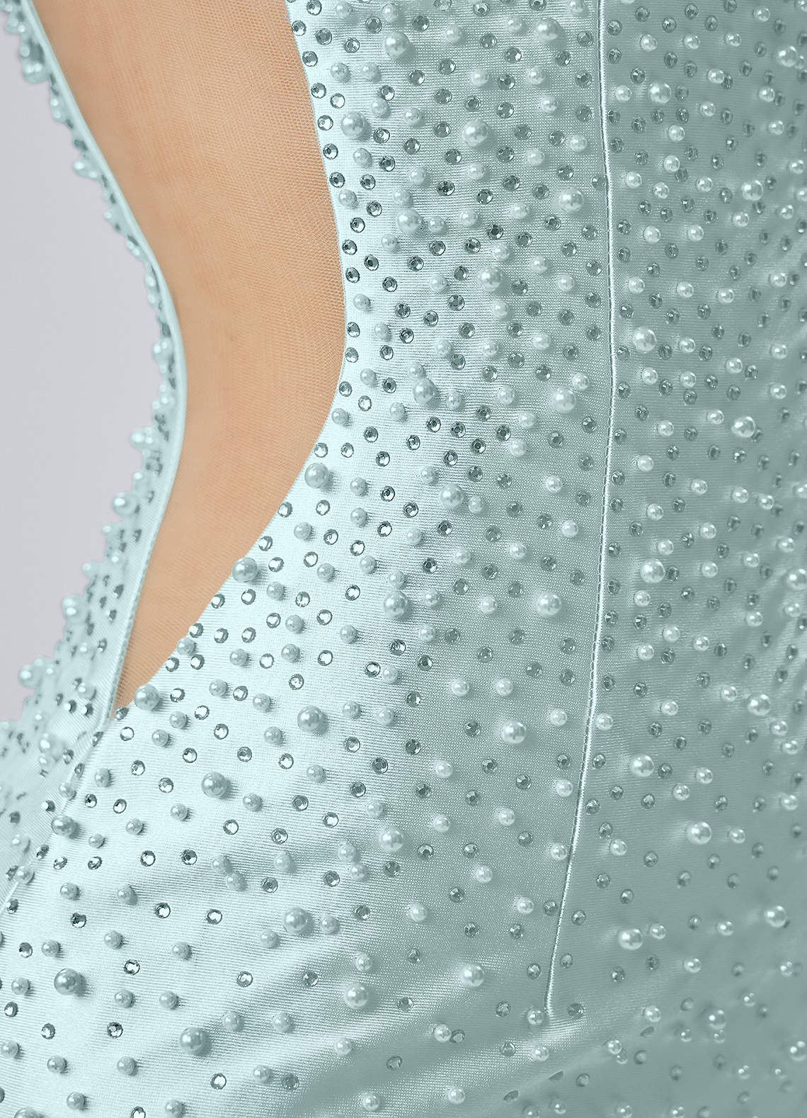 Lowillen Bodycon Mini V-Neck Stretch Satin Prom Dress in Sea Glass