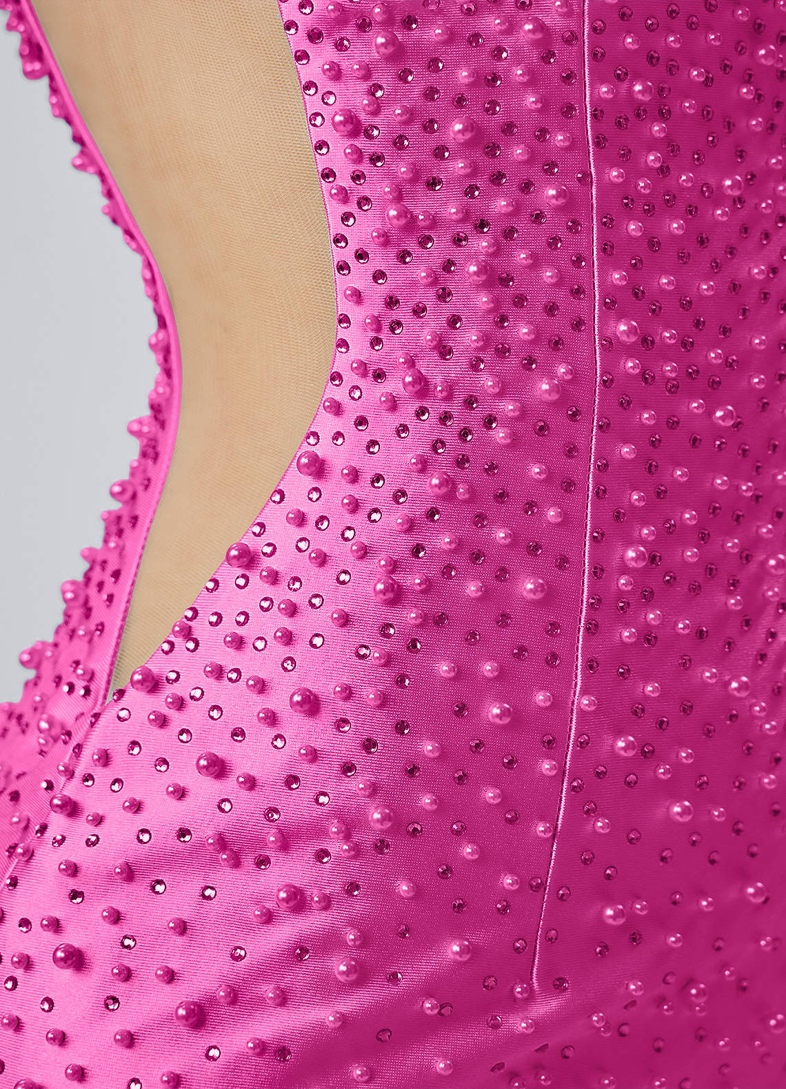 Lowillen Bodycon Mini V-Neck Stretch Satin Prom Dress in Fuchsia