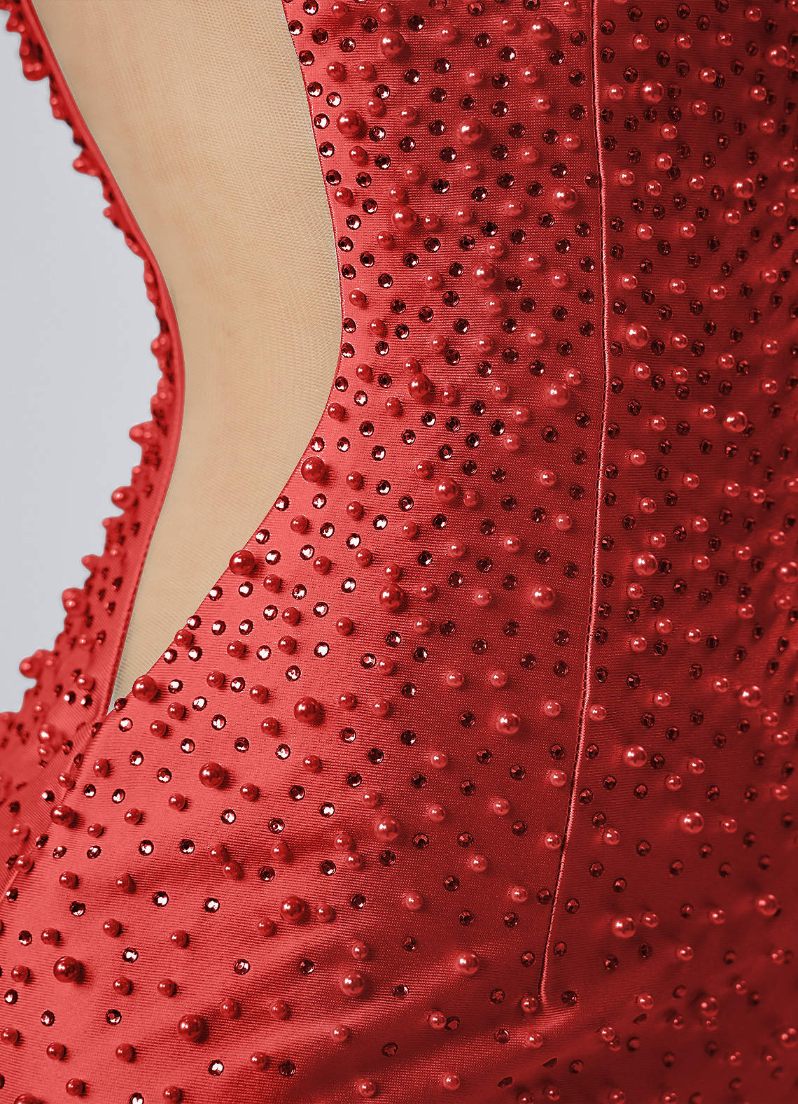 Lowillen Bodycon Mini V-Neck Stretch Satin Prom Dress in Red