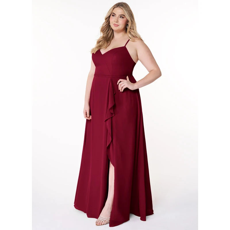 Naeem A-Line V-Neck Chiffon Bridesmaid Dress in Burgundy - additional view 14